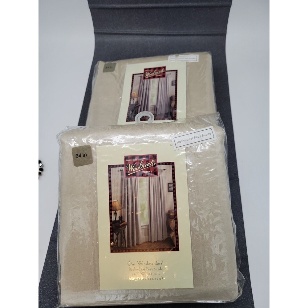 2 - Woolrich Home 84" Window Panel Curtain Faux Suede Tan Buckwheat 54"x84" New